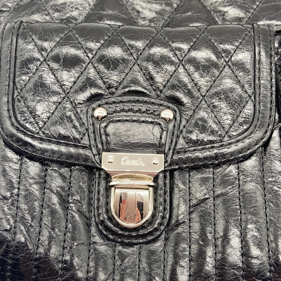 Coach Black Leather Quilted Poppy Shoulder Bag - Picture 8 of 13